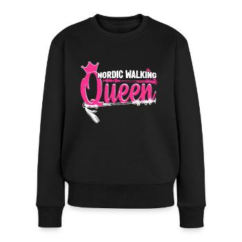 Nordic Walking Queen - Frauen Premium Bio Pullover - Schwarz - Vorne - Julia (174cm)