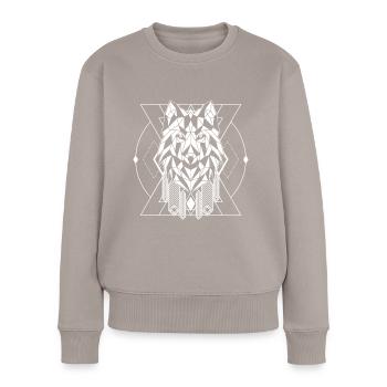 Runes Icône Soleil Foi - Pull Premium bio Femme - taupe - Devant - Julia (174cm)