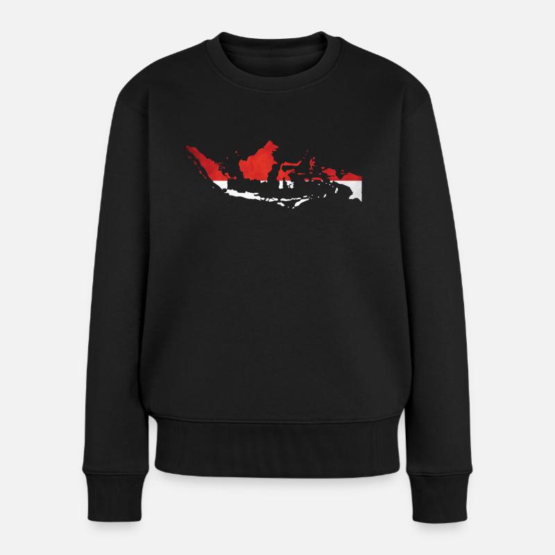 Indonesien - Landesgrenze in Nationalfahne - Frauen Premium Bio Pullover - Schwarz