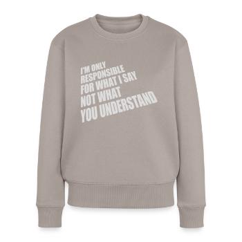 ce que je dis citation - Pull Premium bio Femme - taupe - Devant - Julia (174cm)