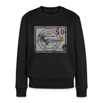 Historische Briefmarke der Luftfahrt, phantasie - Frauen Premium Bio Pullover - Schwarz - Vorne - Julia (174cm)