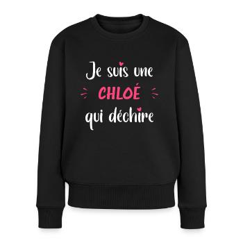 Je suis une chloé qui déchire - Pull Premium bio Femme - noir - Devant - Julia (174cm)