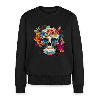Crâne de crâne de sucre coloré avec bandana de teinture de cravate - Pull Premium bio Femme - noir - Devant - Julia (174cm)