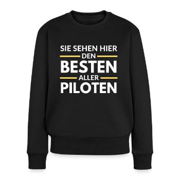 Sie sehen hier den Besten aller Piloten - Frauen Premium Bio Pullover - Schwarz - Vorne - Julia (174cm)