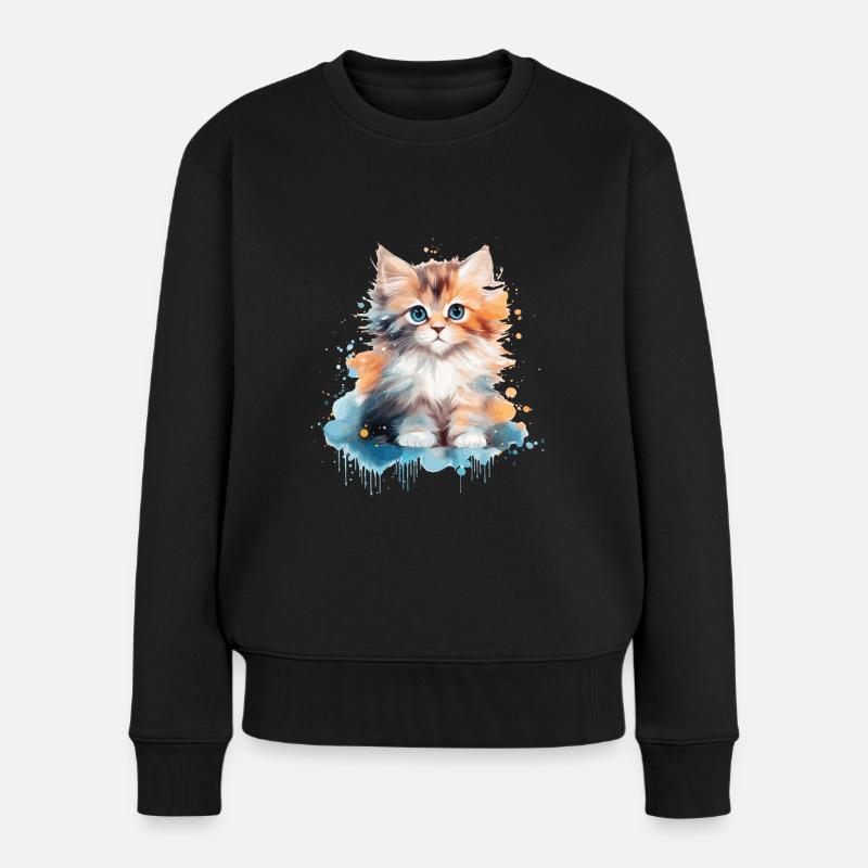 kitten - Women's Premium Organic Jumper - black