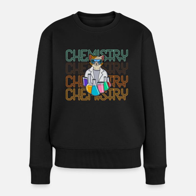 Katze Chemie Chemistry beaker flask Retro - Frauen Premium Bio Pullover - Schwarz