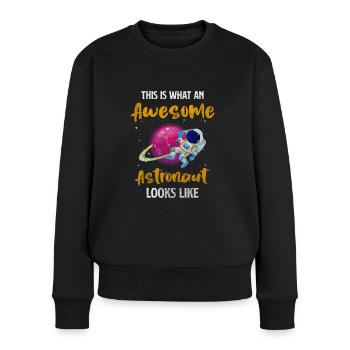 Astronaut Raumfahrt Schwerelos Galaxie - Frauen Premium Bio Pullover - Schwarz - Vorne - Julia (174cm)