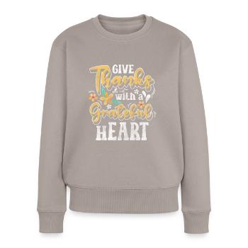 Familie Essen Treffen - Frauen Premium Bio Pullover - Taupe - Vorne - Julia (174cm)