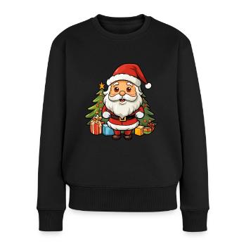 Père Noël mignon avec des cadeaux - Pull Premium bio Femme - noir - Devant - Julia (174cm)