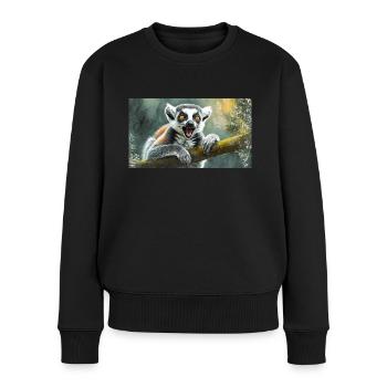 Cute animals chilling – ring-tailed lemur - Women's Premium Organic Jumper - black - Front - Julia (174cm)