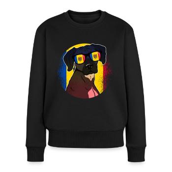 Moldawien - Frauen Premium Bio Pullover - Schwarz - Vorne - Julia (174cm)