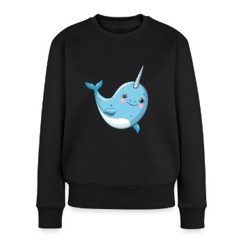 Playful Narwhal Unicorn Underwater World - Women's Premium Organic Jumper - black - Front - Julia (174cm)