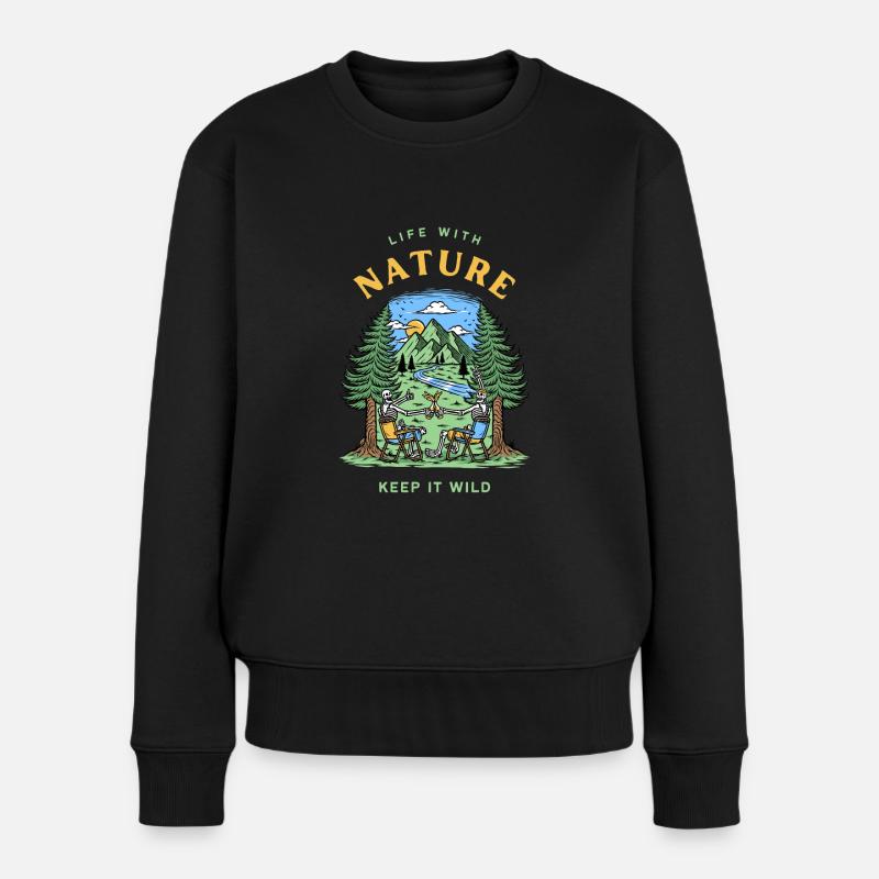 life with nature - Frauen Premium Bio Pullover - Schwarz