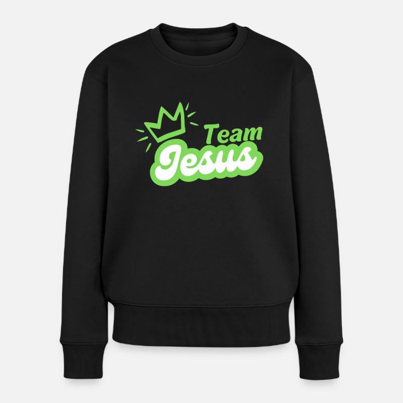 Team Jesus mit Krone - Frauen Premium Bio Pullover - Schwarz
