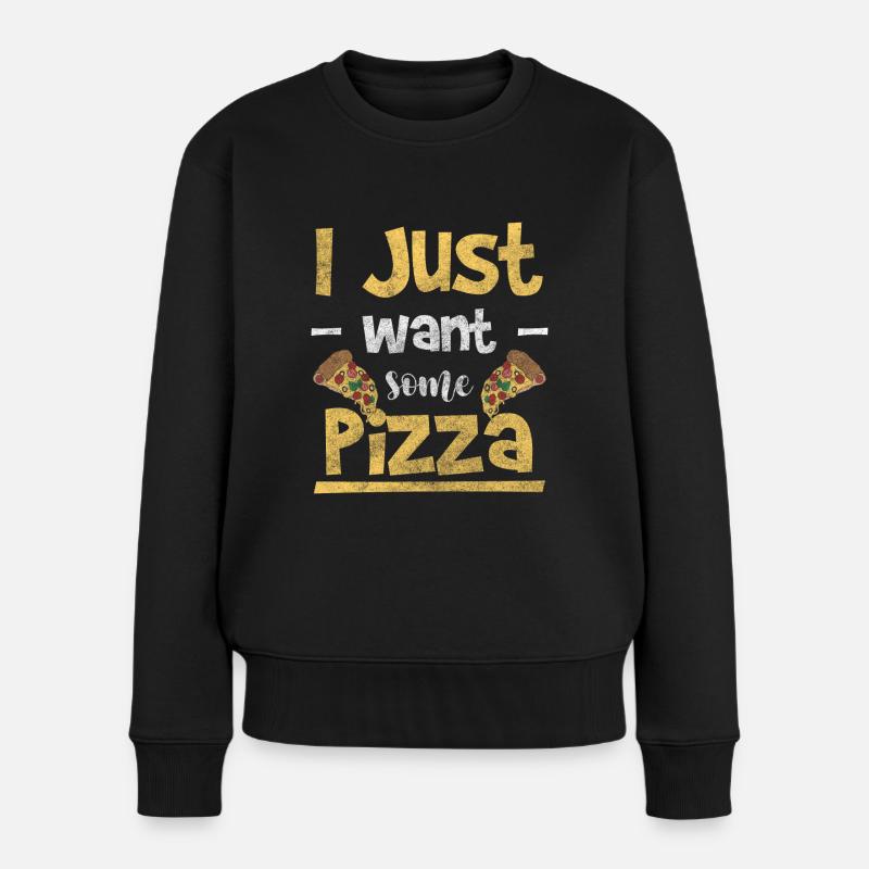 Pizza Käse Köstlich - Frauen Premium Bio Pullover - Schwarz