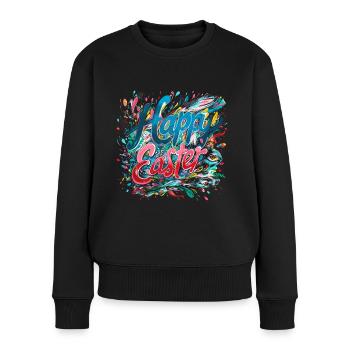 Frohe Ostern Bunte Eierjagd Osterkorb für Kinder - Frauen Premium Bio Pullover - Schwarz - Vorne - Julia (174cm)