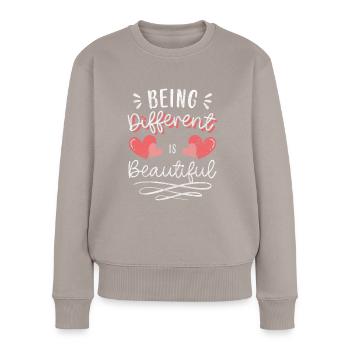 Einzigartig Individuell Besonderes - Frauen Premium Bio Pullover - Taupe - Vorne - Julia (174cm)