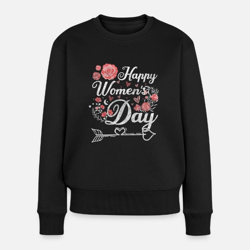 Frauentag Stärke Feiern Zukunft - Frauen Premium Bio Pullover - Schwarz