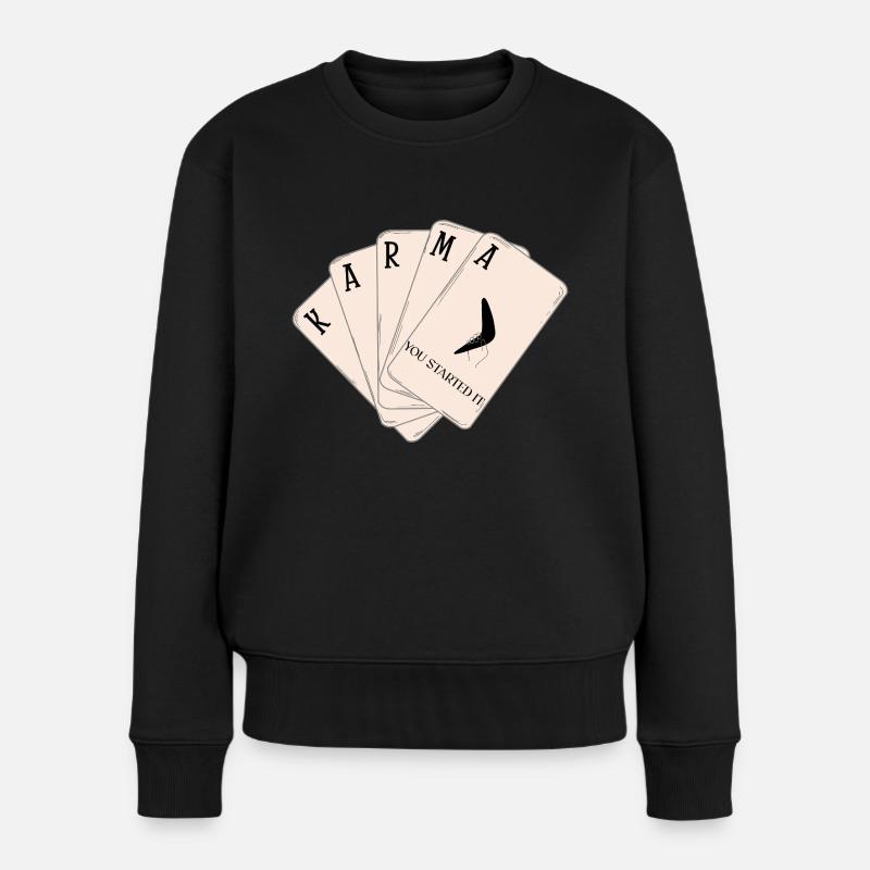 Karma-Karten - Frauen Premium Bio Pullover - Schwarz