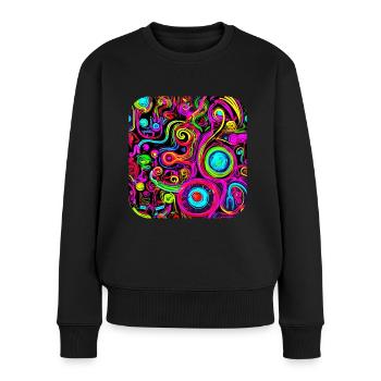 Neon Style Kreativ House Party Glow - Frauen Premium Bio Pullover - Schwarz - Vorne - Julia (174cm)