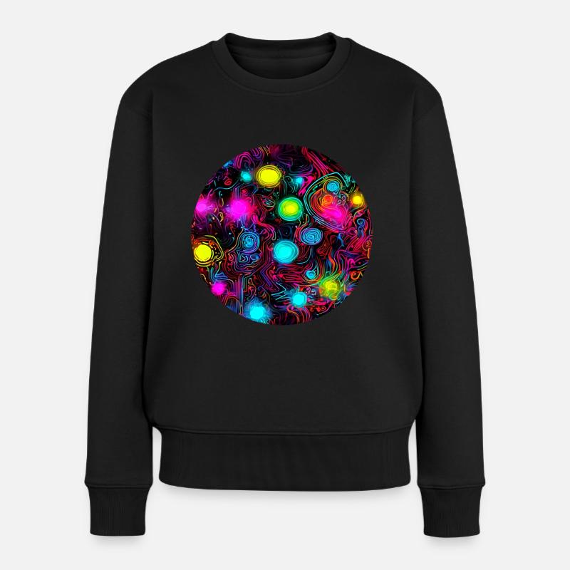 Neon Abstrakt Style Trend UV - Frauen Premium Bio Pullover - Schwarz
