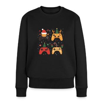 Manette de jeu avec décoration de Noël - Pull Premium bio Femme - noir - Devant - Julia (174cm)