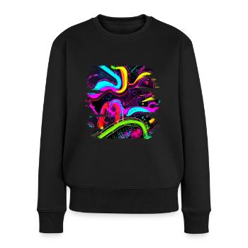 Neon Style 80s Retro Party Color Glow - Frauen Premium Bio Pullover - Schwarz - Vorne - Julia (174cm)