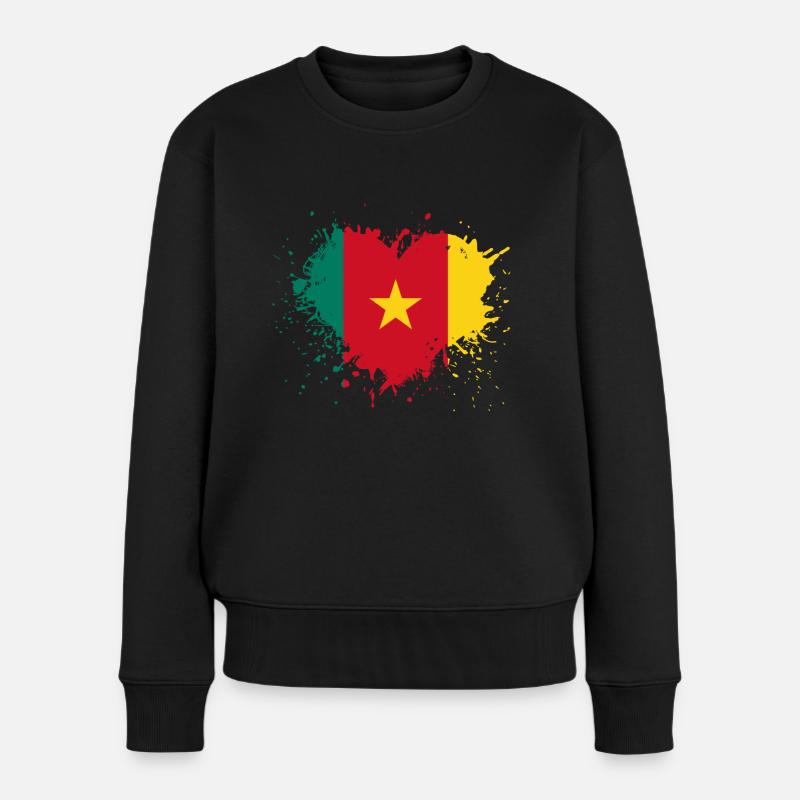 coeur drapeau cameroun - Pull Premium bio Femme - noir