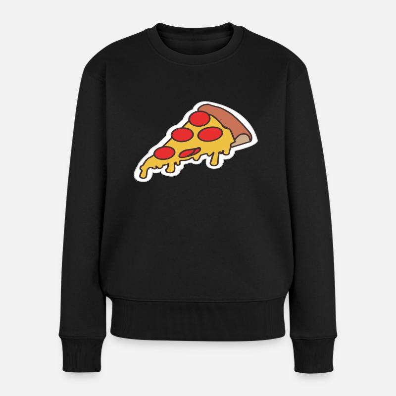 Pizza Pizzastück - Frauen Premium Bio Pullover - Schwarz