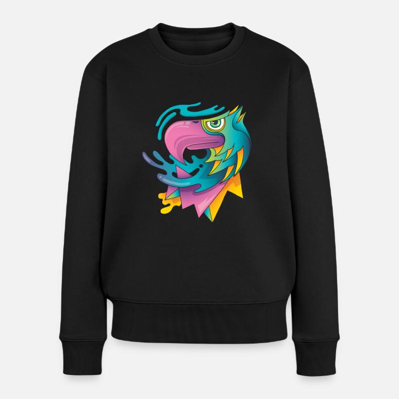 Adlerkopf moderne Grafik Pop Art - Frauen Premium Bio Pullover - Schwarz