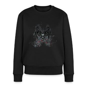 Gothic Monster Totenkopf Paint Splatter Art - Frauen Premium Bio Pullover - Schwarz - Vorne - Julia (174cm)
