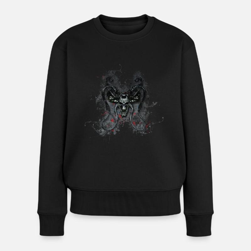 Gothic Monster Totenkopf Paint Splatter Art - Frauen Premium Bio Pullover - Schwarz