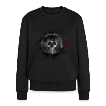 Gothic Tod Totenkopf Paint Splatter Art - Frauen Premium Bio Pullover - Schwarz - Vorne - Julia (174cm)
