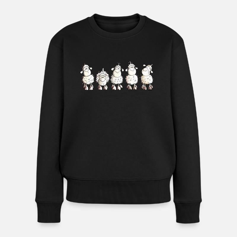 Funny White Sheep - Schaf - Frauen Premium Bio Pullover - Schwarz