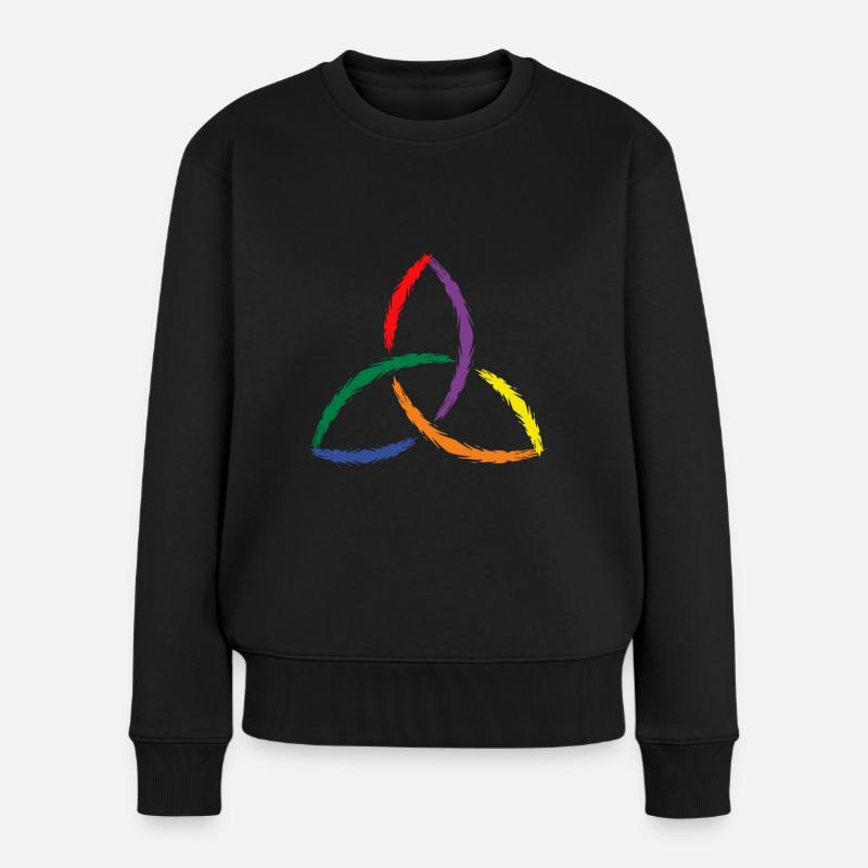 Keltisches Symbol Triquetra Regenbogen - Frauen Premium Bio Pullover - Schwarz