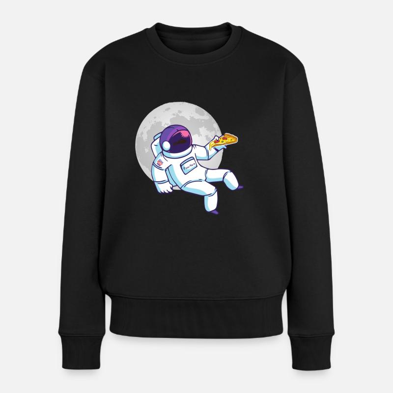 Pizza Astronaut - Frauen Premium Bio Pullover - Schwarz