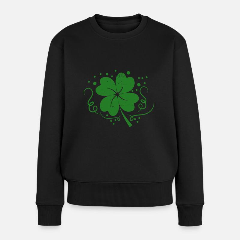 Kleeblatt - Frauen Premium Bio Pullover - Schwarz