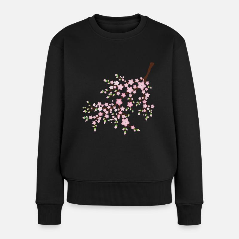Rosa Blüte - Frauen Premium Bio Pullover - Schwarz