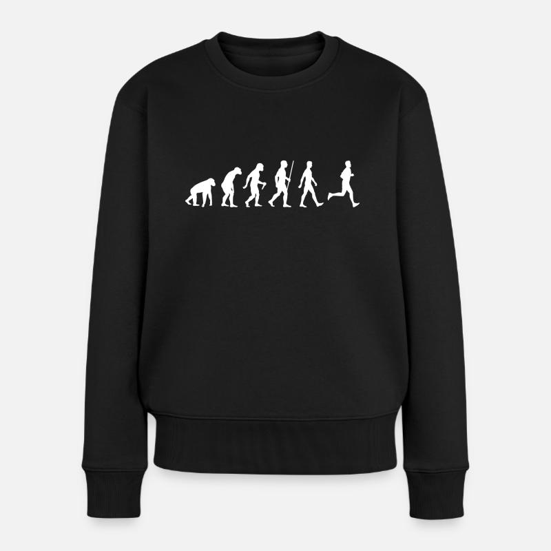 Joggen Laufen Evolution - Frauen Premium Bio Pullover - Schwarz