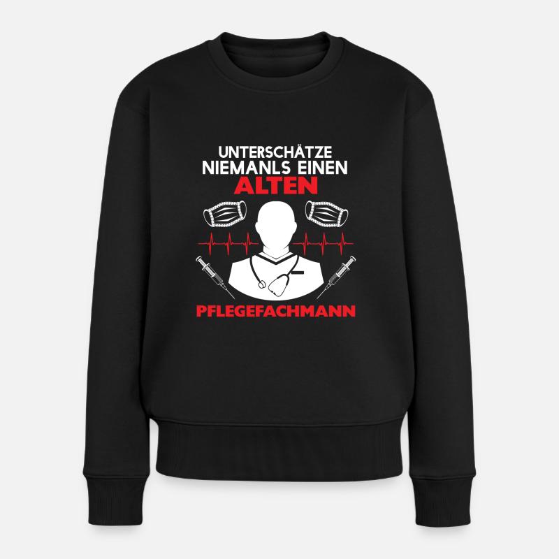 Pflegekräfte - Maske Pflegepersonal Arzthelferin - Frauen Premium Bio Pullover - Schwarz