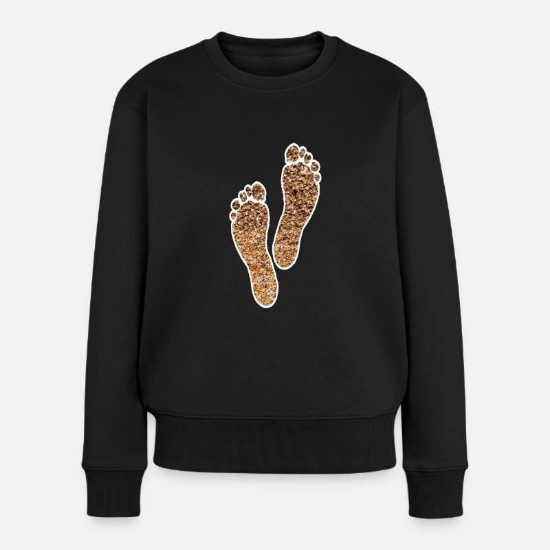 SAND STRAND FÜßE BARFUSS - Frauen Premium Bio Pullover - Schwarz