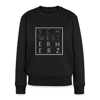 Schwesterherz - Geschenk für Schwester - Frauen Premium Bio Pullover - Schwarz - Vorne - Julia (174cm)