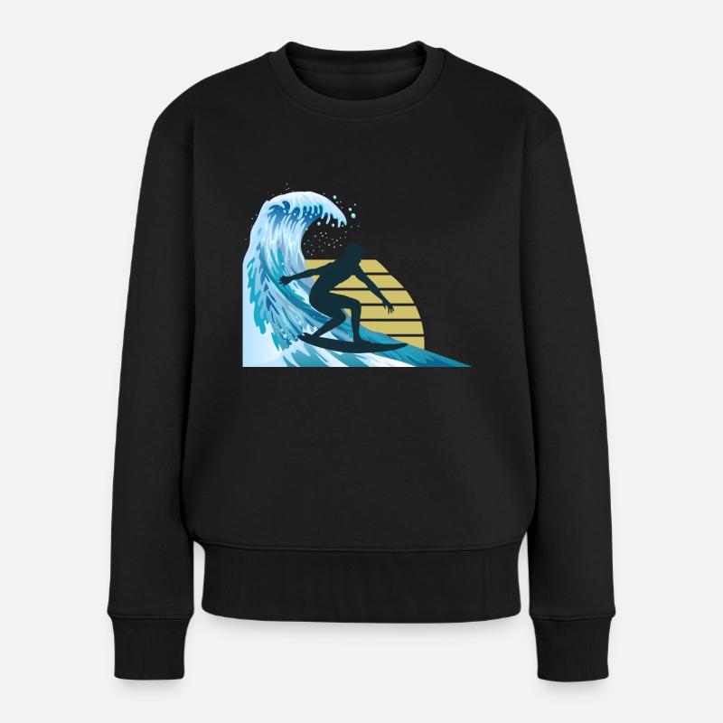 Surfen surfer surfing - Frauen Premium Bio Pullover - Schwarz