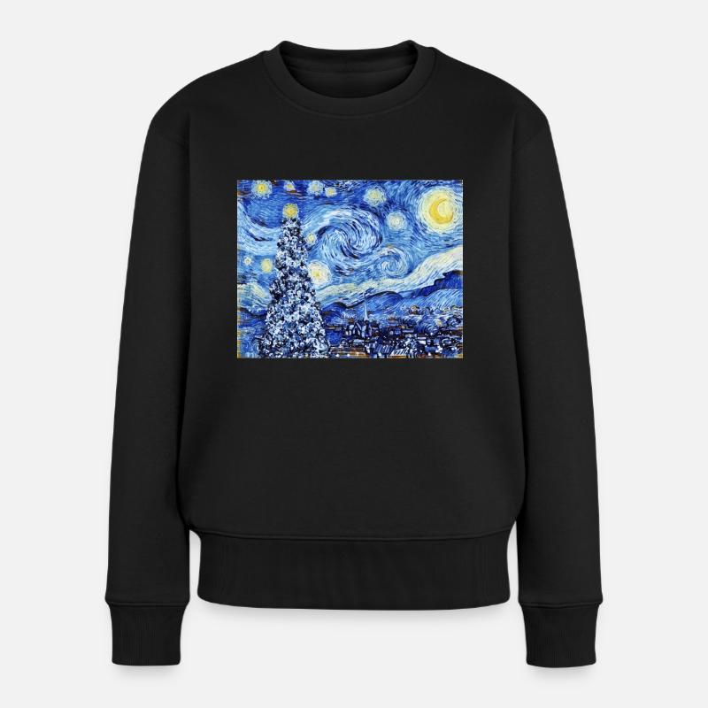 Van Gough Starry Night - White Christmastrendingtr - Frauen Premium Bio Pullover - Schwarz