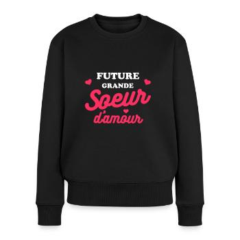 FUTURE GRANDE SOEUR D'AMOUR - Pull Premium bio Femme - noir - Devant - Julia (174cm)