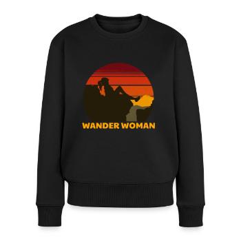 Wander Woman Wanderer Frauen Geschenk T-Shirt - Frauen Premium Bio Pullover - Schwarz - Vorne - Julia (174cm)