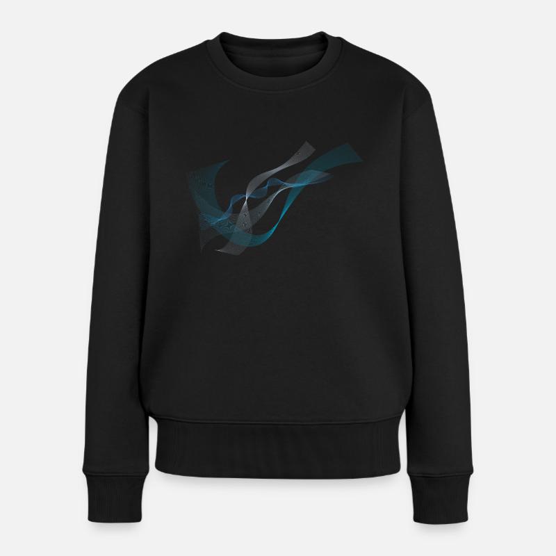 blaue Welle - Frauen Premium Bio Pullover - Schwarz