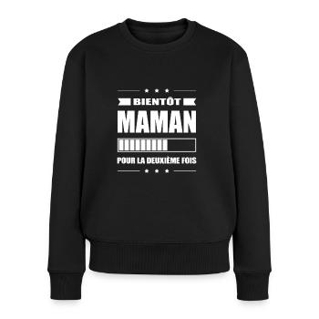 BIENTÔT MAMAN POUR LA DEUXIÈME FOIS - Pull Premium bio Femme - noir - Devant - Julia (174cm)