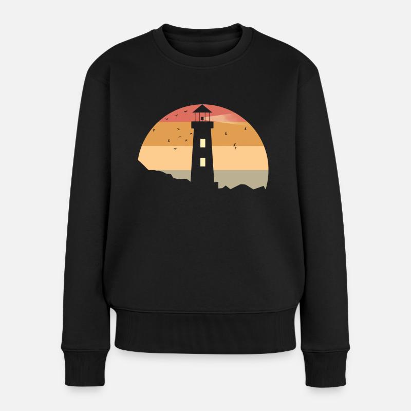 Leuchtturm,Leuchtturm im Meer - Frauen Premium Bio Pullover - Schwarz