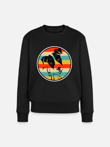 Jack Russel Terrier Bild - Frauen Premium Bio Pullover - Schwarz